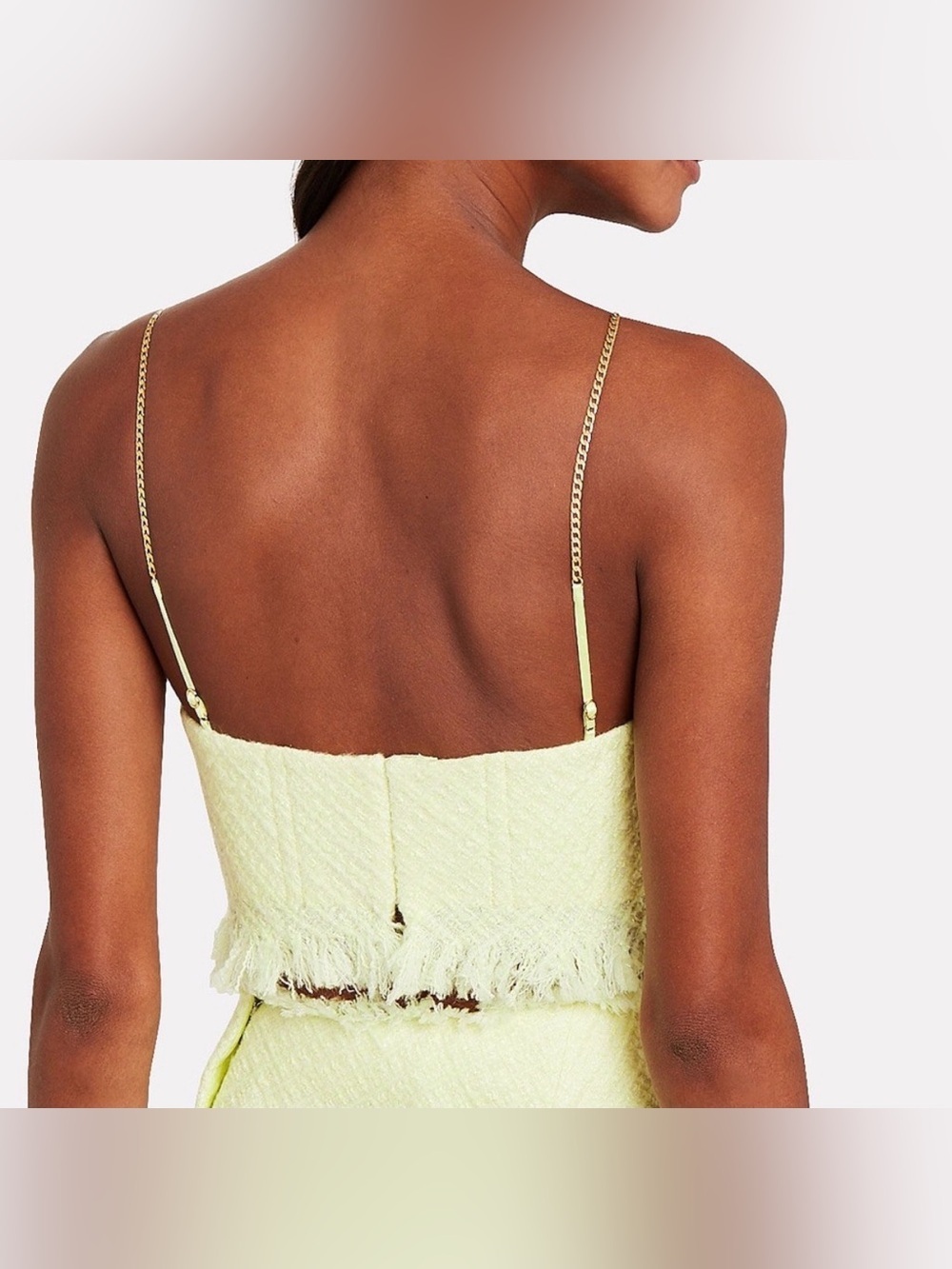 ALEXANDER WANG Tweed Chain Strap Bra Bustier Top - Highlighter - NWT - Size 2 - Picture 6 of 16